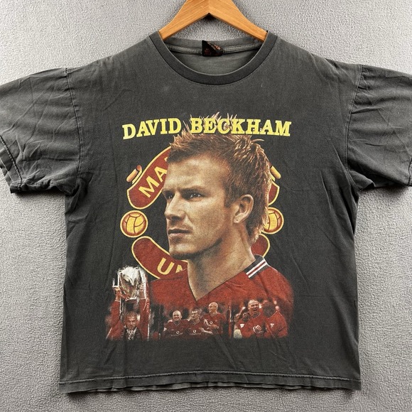 Thunderbird Brand Other - Vintage David Beckham Shirt Mens Large Black Faded Big Print Rap Tee 90s RARE